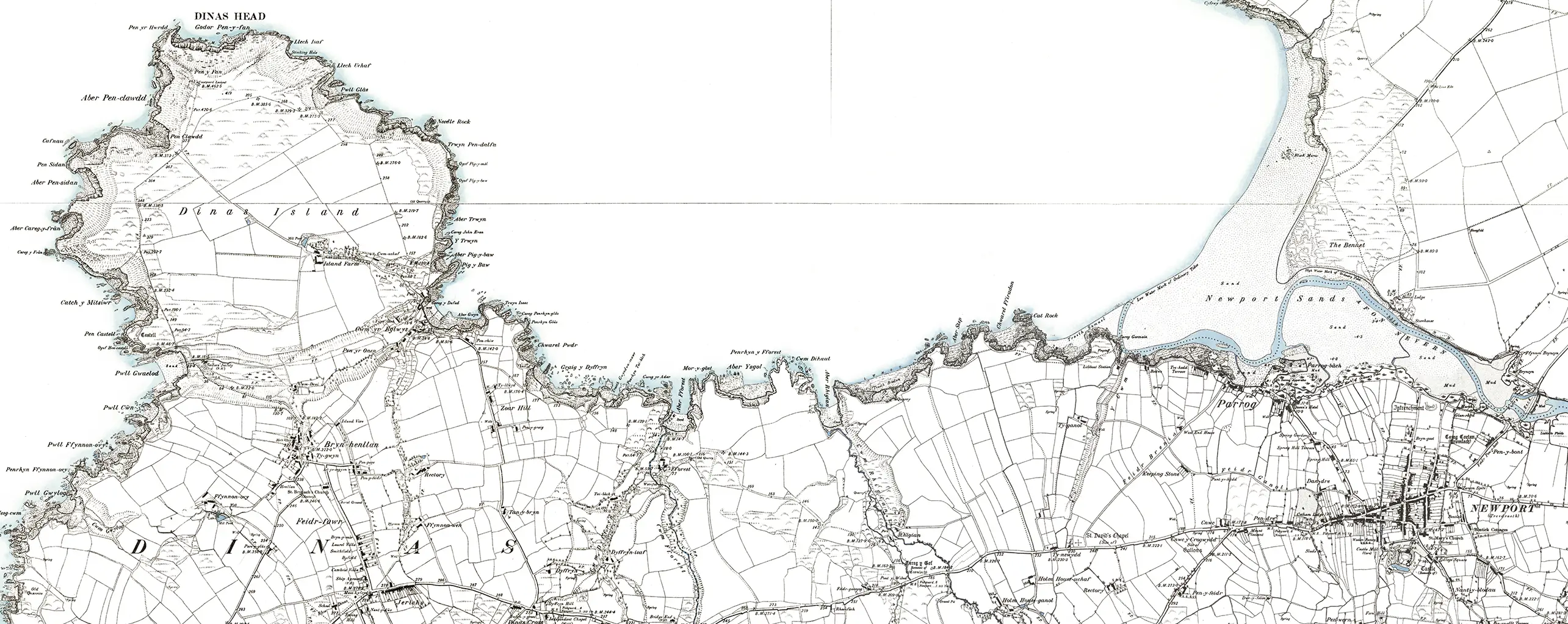 Vintage map of Newport Pembrokeshire