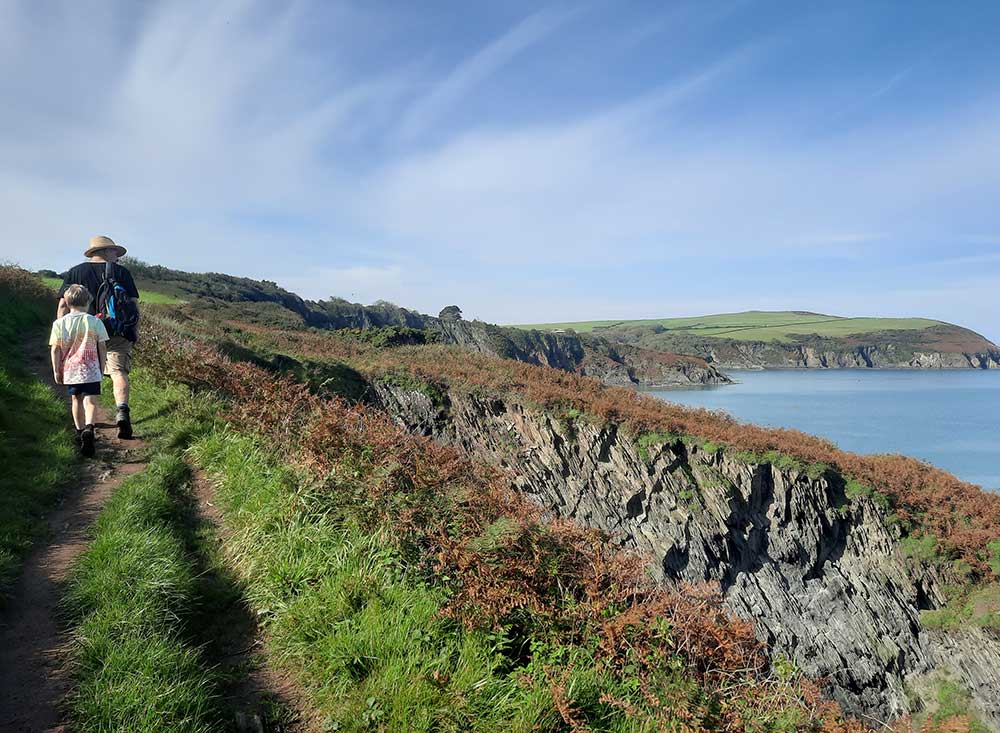 A section of the coast path from Aber Fforest to Dinas Island. A section of the coast path from Aber Fforest to Dinas Island