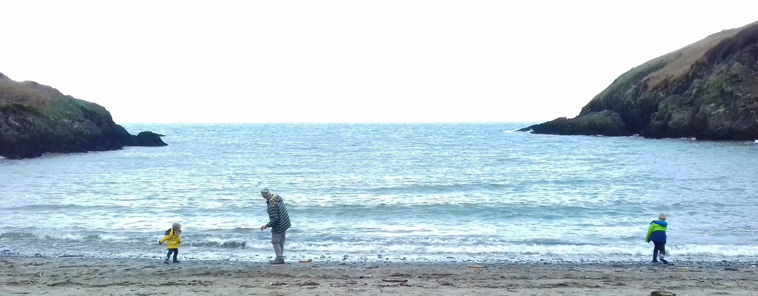 Skimming stones at Aberforest Beach