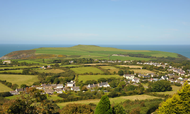 The village of dinas from the view point on dinas mountain